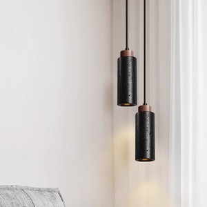 Luminaire suspendu en travertin noir, rond, à LED, à tête unique, éclairage pour chambre d'hôtel - Product Image 4