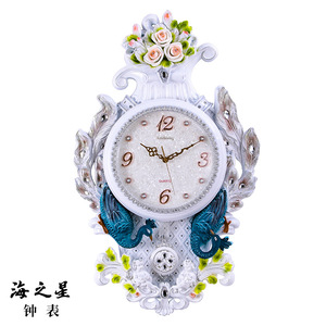 Peacock Shaped <b>Wall</b> <b>Clock</b> Oval Antique Style Battery Powered For Living Room <b>Bedroom</b> Study - Product Image 4