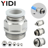 Raccord pneumatique YIDI PC-G en caoutchouc nitrile/plastique/métal, pour tuyau d'air de 4 à 16 mm, connecteur droit à filetage mâle G1/8-G1/2