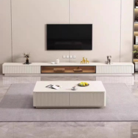 Meuble TV mural en bois blanc de luxe, console multimédia flottante au design moderne, élégant meuble de maison