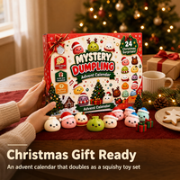 Calendrier de l'Avent de Noël 24 compartiments Baozi Squeeze Toy – Boîte Mystère en Plastique Souple Anti-Stress – Coffret Cadeau de Noël pour Enfants – Modèle Boîte