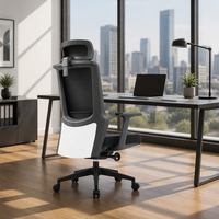 Chaise de bureau exécutive moderne avec accoudoirs réglables, appui-tête, revêtement en tissu, siège pivotant et poignée d'inclinaison pour l'étude