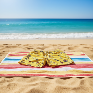 Costume da bagno Buonic Kids con stampa squalo giallo, taglia 4 6 8 10 12, pantaloncini estivi per ragazzi - Product Image 3