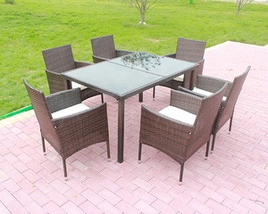 أثاث حدائق خارجي من الروطان، طقم أثاث خارجي معاصر مع 6 كراسي فردية - Product Image 5