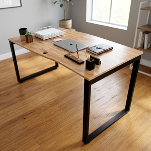 HBRT005-Luxury Traditional Minimalist Assembly <b>Desk</b> 140x70x75cm Rectangular Rubber Metal Frame Freestanding Modern Design Office - Product Image 3