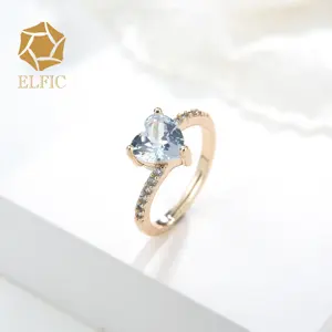 Elfic-anillo abierto de diamantes chapado en oro de 14k para mujer, joyería al por mayor