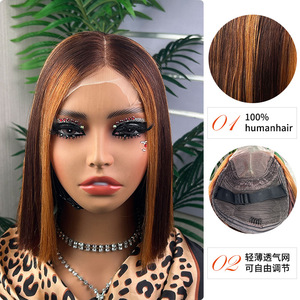 หมวกลูกไม้ด้านหน้าสไตล์ยุโรปและอเมริกาผมตรงผมมนุษย์ผมตรง - Product Image 3