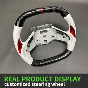 Volant de voiture en cuir perforé avec rayures rouges personnalisées en fibre de carbone pour Chevrolet <span class=keywords><strong>Corvette</strong></span> C8 Z06 ZR1, accessoires de voiture - Product Image 3