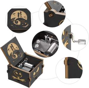 กล่องดนตรีไม้ขนาดเล็กแบบมีสลักดีไซน์รูปเมโลดี้16-18วินาทีของขวัญวันฮาโลวีนวันวาเลนไทน์เป็นมิตรกับสิ่งแวดล้อม - Product Image 4