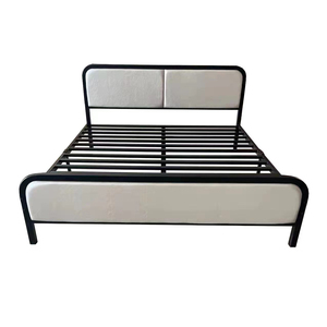 Marcos de cama de hierro con <span class=keywords><strong>cabecero</strong></span> de tapicería, nuevo diseño, <span class=keywords><strong>precio</strong></span> de fábrica, buena calidad - Product Image 1