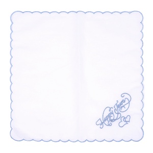 Pañuelos Bordados con Bordes Festoneados Azules Personalizados al por Mayor, Pañuelos de Boda 100% Algodón para Regalos de Novia - Product Image 1