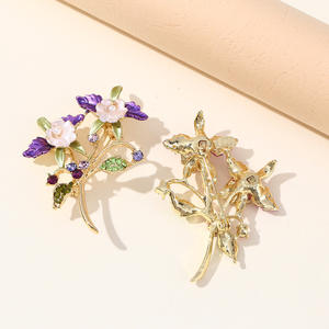 Floral Brooch for Ladies Elegant Corsage Eco-Friendly Alloy Silk Screen Printed 3D Magnetic Nickel-Free Luxurious <b>Pin</b> - Product Image 6