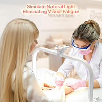 Grande lampe de bureau pour ongles en forme de demi-lune avec support pour téléphone, lampe à ongles en arc de 28 pouces pour manucure professionnelle et travaux de précision