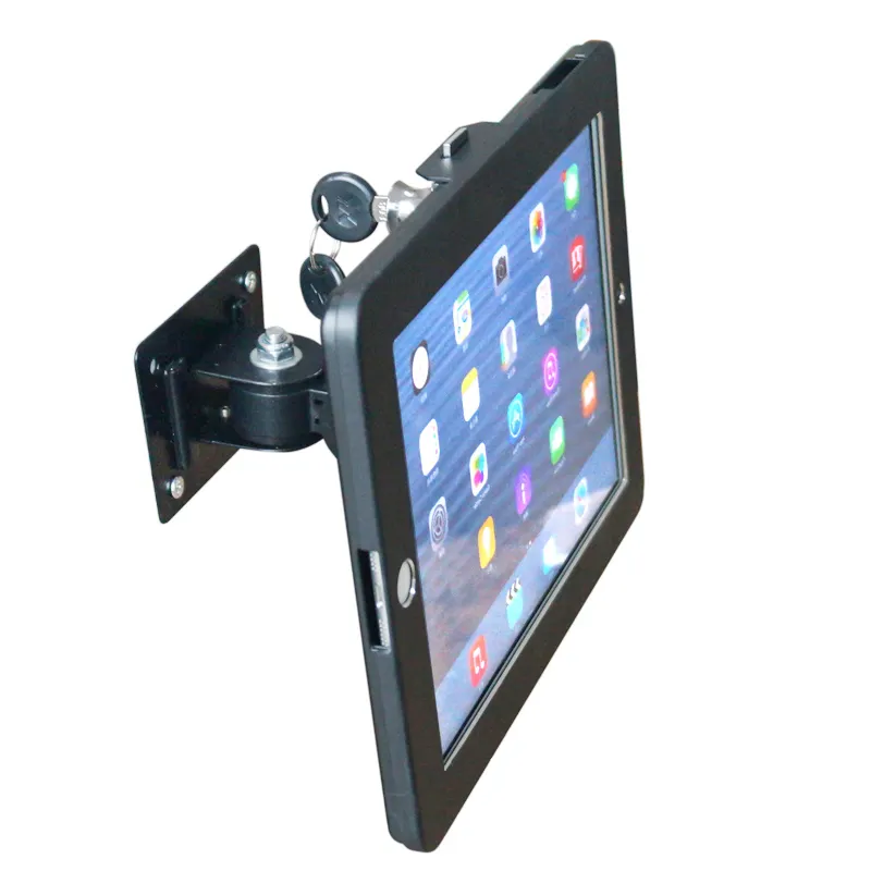 360 gradi tablet montaggio di sicurezza del basamento regolabile anti theft tablet visualizzazione in un chiosco di alluminio tablet supporto da parete per ipad 9.7"