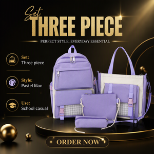 Ensemble de sacs à dos scolaires personnalisés Lilac avec logo, sac à dos souple en Oxford avec trousse pour adolescents - Product Image 6