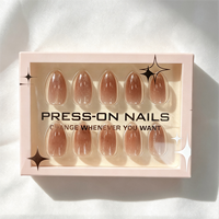 Faux ongles à presser en amande, mauve nude, effet œil de chat, magnétiques, scintillants or et argent, brillants, vente en gros, personnalisables, marque privée