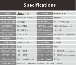 Justlink HDMI 4K ARC fibra óptica coaxial BT AC3 DTS decodificación a analógico 5.1ch convertidor U disco con interruptor remoto lR - Product Image 5