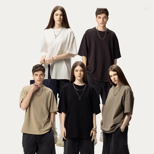 ผู้ผลิตเสื้อผ้า เสื้อยืดโอเวอร์ไซส์ผ้าฝ้าย 100% หนัก 310 กรัม แบบเรียบ สไตล์วินเทจ ล้างสีแบบแอซิดวอช - Product Image 1
