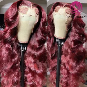 Angel Bella Body Wave 99j Lace Front Wig 13x4 Raw Hair Wig Supplier Wholose Raw Cuticle Aligned Indian Hair Unprocessed Wig