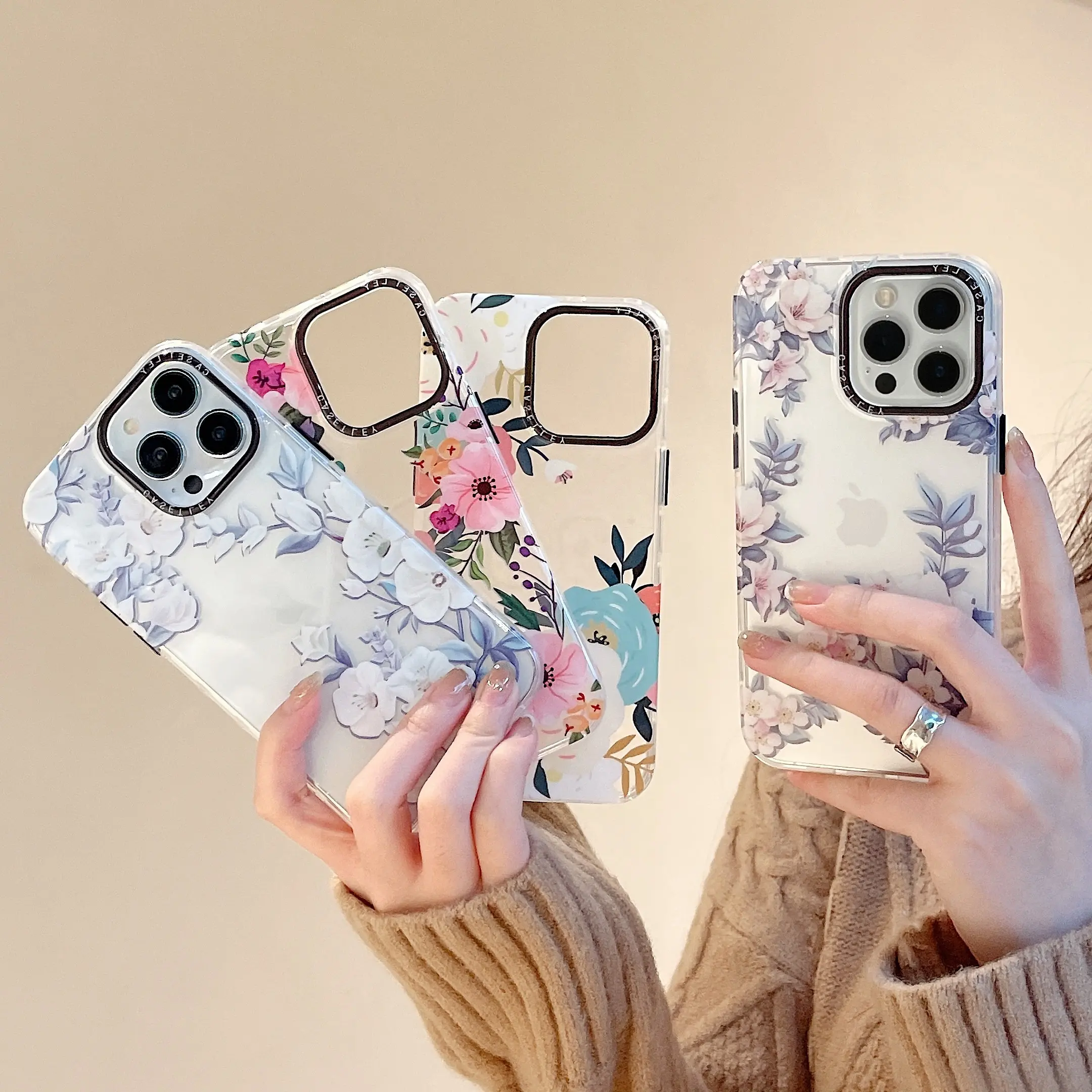 New Design Luxury IMD Flower Printing Clear Tpu Pc Mobile Phone Case For Iphone 11 12 13 14 Pro Max