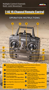 HuiNa 1501 Camión de Transporte Pesado <span class=keywords><strong>Scania</strong></span> 770S V8 <span class=keywords><strong>6x6</strong></span> a Escala 1:18, 2.4G, 19 Canales, Semirremolque de Aleación con Luces - Product Image 5