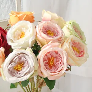 Großhandel handgefertigter DIY-Blumball einzweigiger Austin-Rose-Kamelia künstliche Blumen dekoratives Kunststoffmaterial