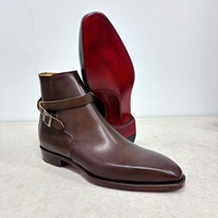 Bottes formelles pour hommes, cousues Goodyear, en cuir de veau pleine fleur FiddleBack, bottines Chelsea courtes de combat pour homme