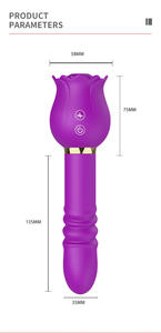 Dropshipping krachtige roosvormige USB <span class=keywords><strong>dildo</strong></span> met clitorisstimulatie, seksspeeltje voor vrouwen. - Product Image 5