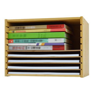 Bamboo Desktop <b>File</b> <b>Organizer</b> 5 Tier Adjustable Storage Rack Office Stationery Holder Rectangle Standing Type - Product Image 3