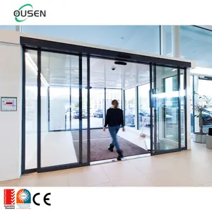 french main entrance aluminum glass sliding door motor automatic security exterior design