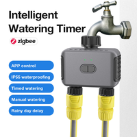 LangYeao Tuya Zigbee 2-Kanal Smart Bewässerungstimer, IP55 Wasserdichter 2-Zonen-Bewässerungscontroller Kompatibel mit Alexa