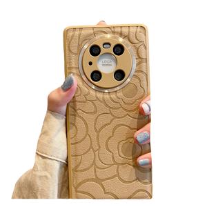 Pour Mate60pro étui de téléphone portable en cuir P40 camélia métal miroir Magic5 protection tout compris - Product Image 5