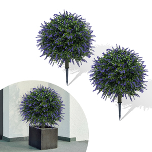 Arbustes artificiels résistants aux UV Offre Spéciale PZD-1-235B Arbres topiaires de lavande en plastique avec piquet de sol pour le jardin de porche - Product Image 3
