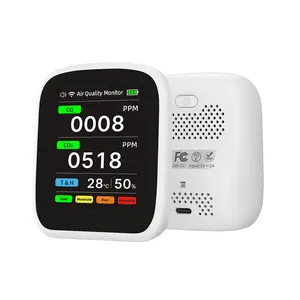 Tuya WiFi 4 in1 Air Quality Monitor Indoor CO2 Detector CO Detector Air Pollution Monitor Type C USB charging