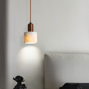 Подвесная лампа из алебастра, Современная Подвесная лампа, светодиодная в нордическом стиле, из массива дерева - Product Image 2