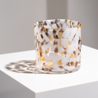 Vente en gros de pots à bougies cylindriques en verre de luxe 10oz/8oz pour la décoration de la maison, avec couvercle, boîte, impression sérigraphique 1 couleur, imprimé léopard