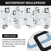 Rideau de douche avec 12 crochets gratuits, imprimé peva, vente en gros, oem avec livraison gratuite