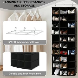 Hanging Shoe Organizer 30 Sections Rectangular Hook Type <b>Wall</b> <b>Mount</b> Storage <b>Shelves</b> For Closet Shoes - Product Image 4