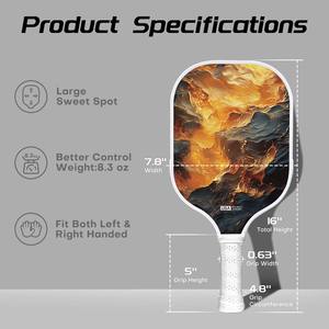 ไม้พายพิกเกิลบอลคาร์บอนไฟเบอร์ T700 แบบพกพา หนา 16 มม. แกนรังผึ้ง จุดเด่นนุ่ม ผลิตด้วยกระบวนการขึ้นรูปด้วยความร้อน ผิวหยาบ ไม่มีขอบ - Product Image 1