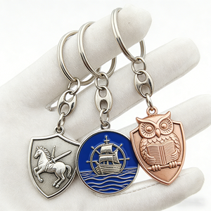 Lot de porte-clés vintage en métal émaillé : licorne, bouclier, <span class=keywords><strong>voilier</strong></span>, hibou, livre, badge – Idéal pour cadeaux et accessoires quotidiens - Product Image 1