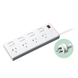 Australia 10A 250V 4way power board with SAA approval 3x1.0 individual switched power strip