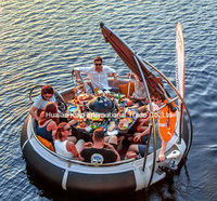 Allemagne Gonflable BBQ Donut Pontoon Boat avec Grill Fibre de verre et PE Matériel LLLPDE Moule à vendre