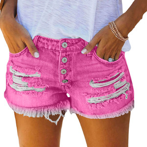 Shorts en jean déchiré respirant à taille élastique pour femme, grande taille, collection été 2026 - Product Image 5