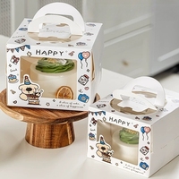 Caja de Embalaje para Pasteles con Logotipo Personalizado, Cajas para Pasteles con Ventana y Asa para Panadería, Postres y Comida para Llevar