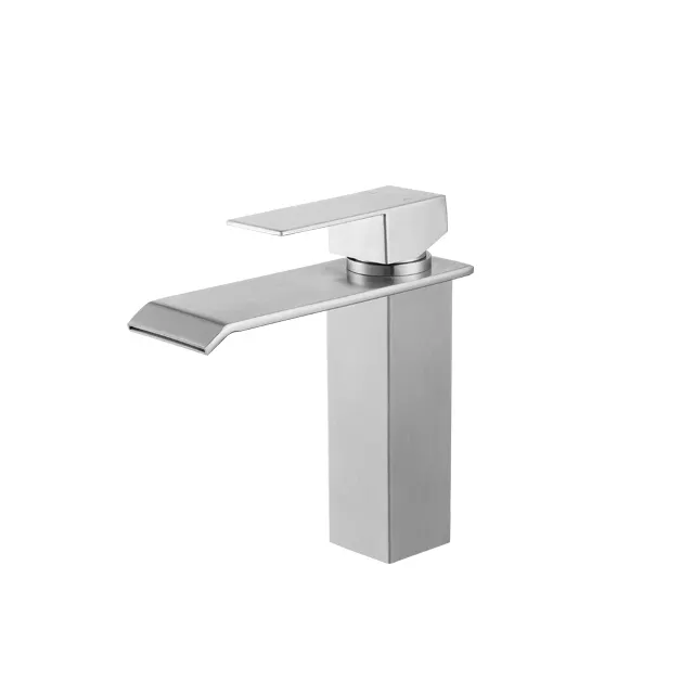 Single Lever Waterfall Brass Hot and Cold Sink Mixer Taps Bathroom Basin Faucet
