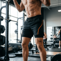 Shorts d'entraînement GIVFREE Armor-Plyo pour hommes avec doublure de compression intégrée, lignes cinétiques réfléchissantes, V-Power Split, élastique mi-long pour la gym