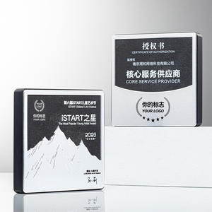 Troféu da placa da concessão do metal da parte alta com impressão UV-Eco-amigável certificado gravado para agentes autorizados da franquia do tipo - Product Image 1