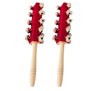 Campanas de mano de madera natural al por mayor, 21 campanas con varillas, envueltas en tela roja, para aprendizaje temprano en jardín de infantes - Product Image 1