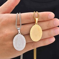 Collier en acier inoxydable Vierge del Valle, pendentif médaille religieuse catholique Vierge Marie, bijoux en gros