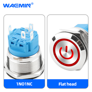 מותאם אישית 22 מ "מ נירוסטה נירוסטה עמיד למים מתג ראש שטוח הוביל כפתור לחיצה מיידית - Product Image 5